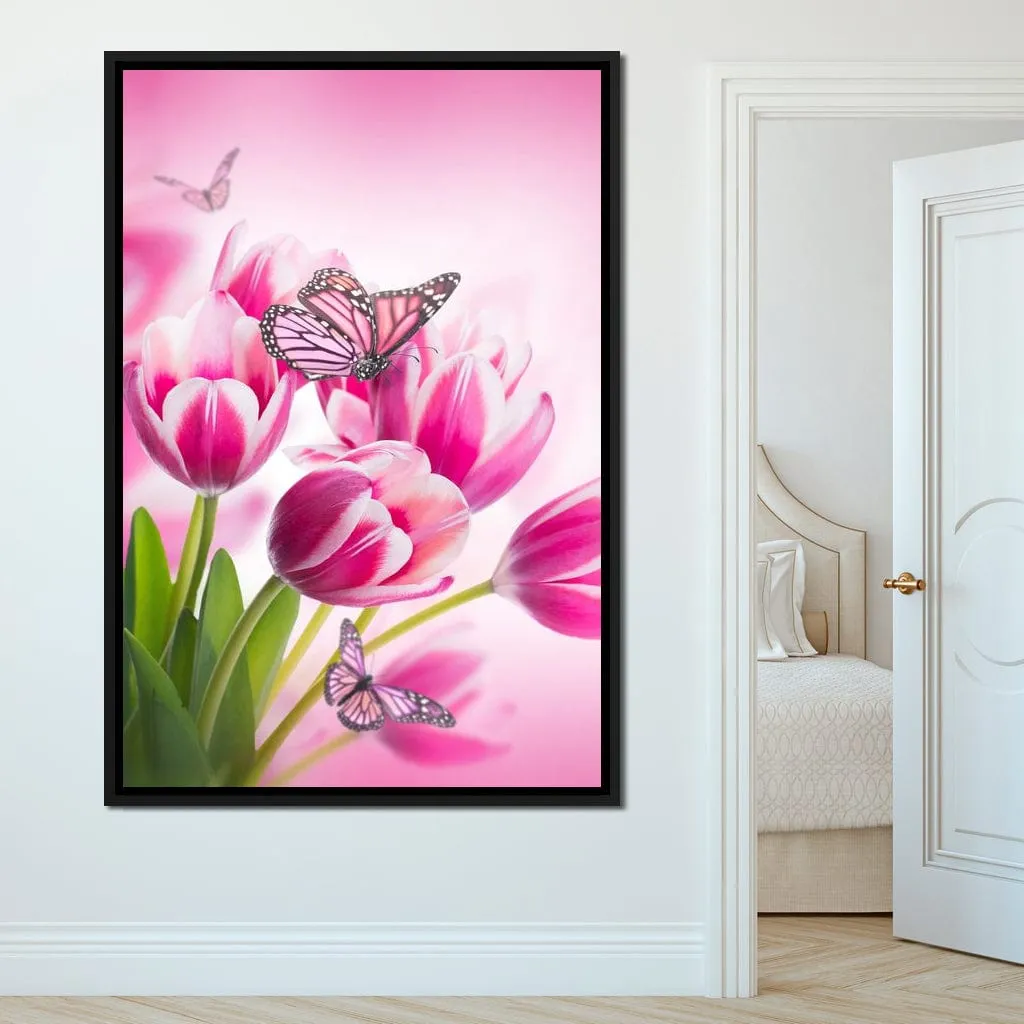 Bouquet of Pink Tulips & Butterflies