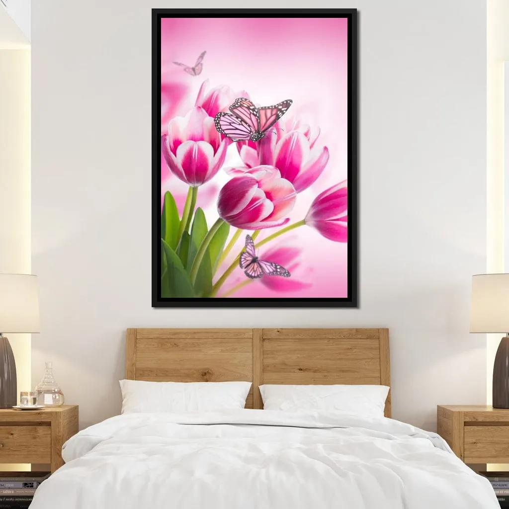 Bouquet of Pink Tulips & Butterflies