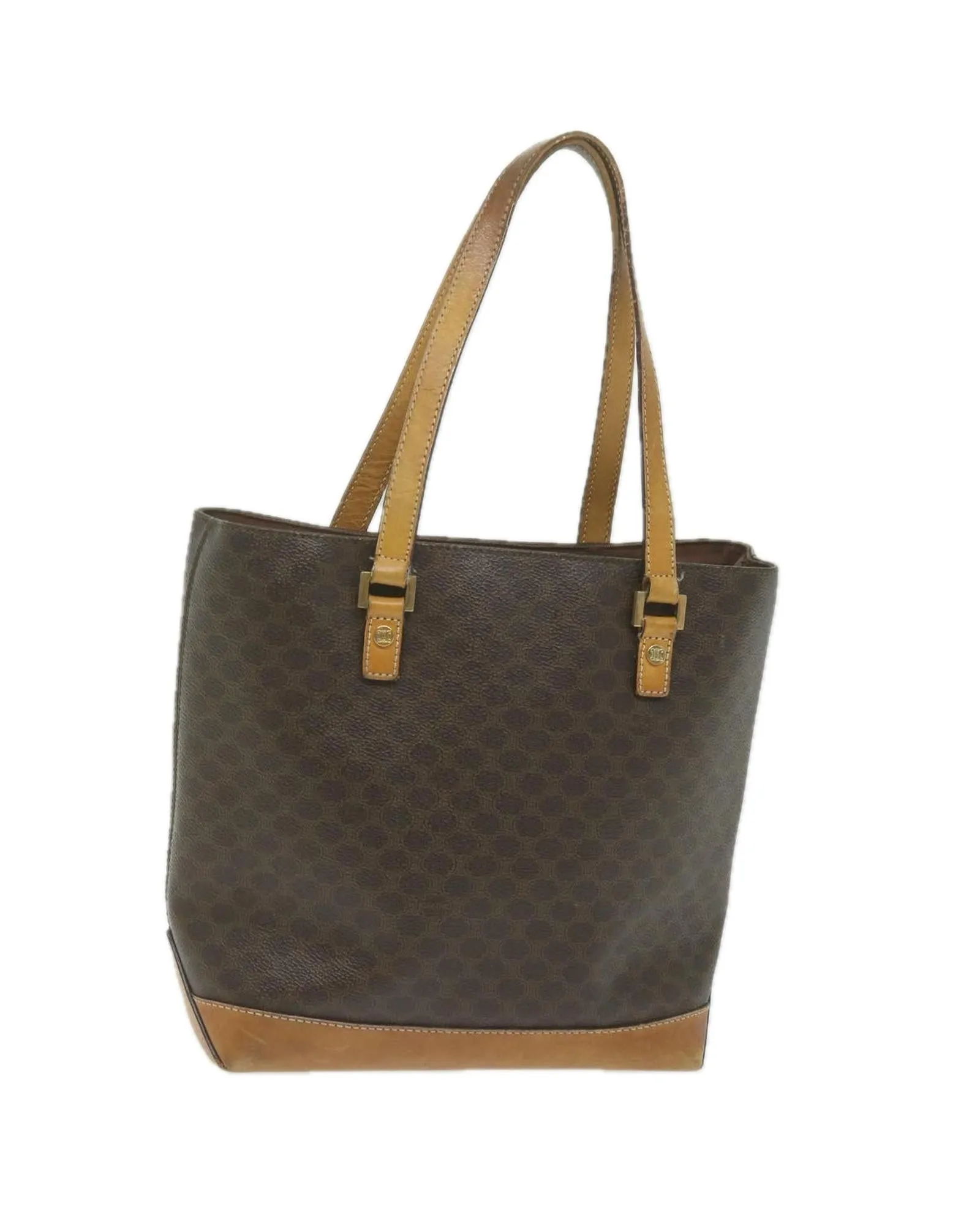 Brown Canvas Shoulder Bag with Shoulder Drop