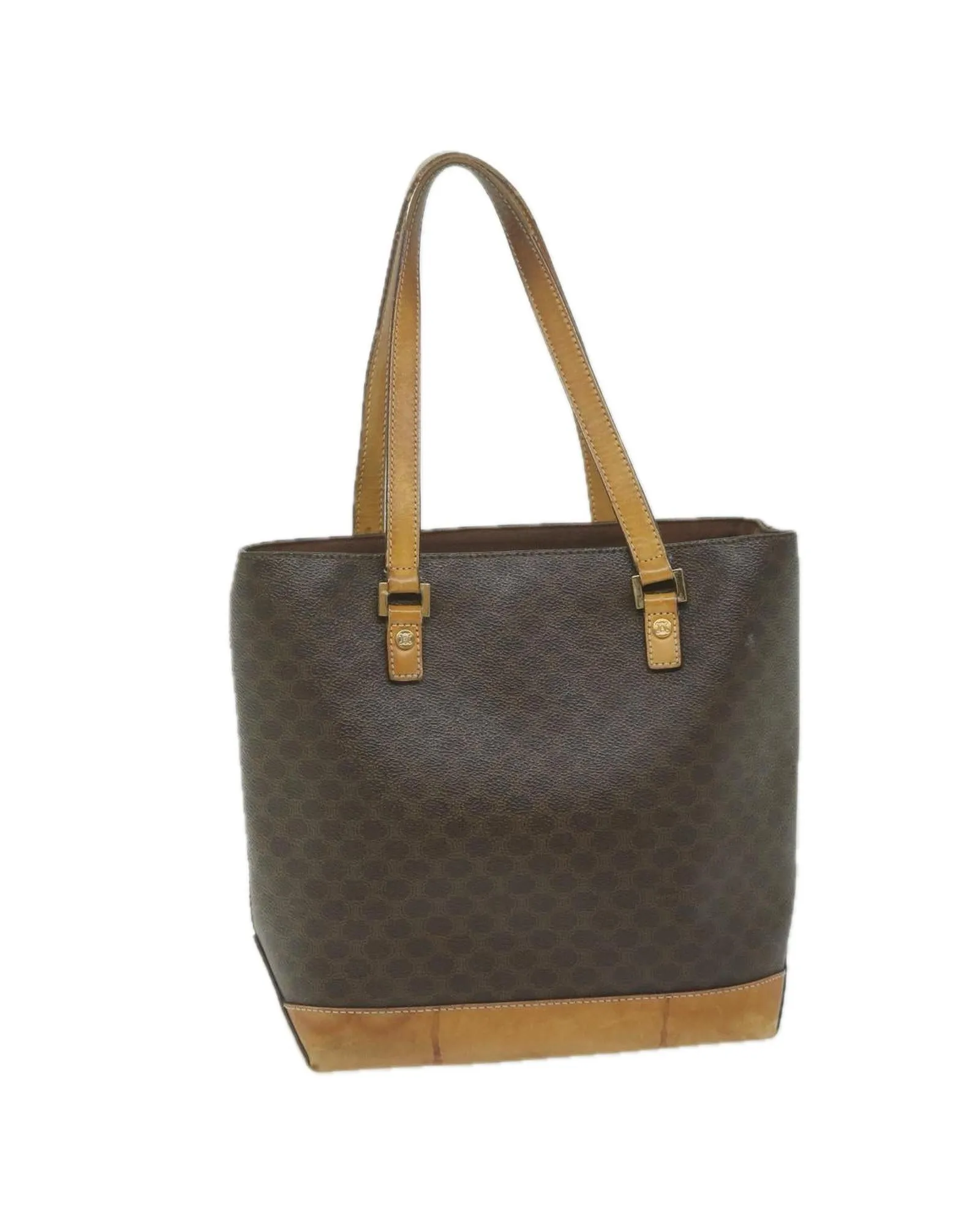 Brown Canvas Shoulder Bag with Shoulder Drop