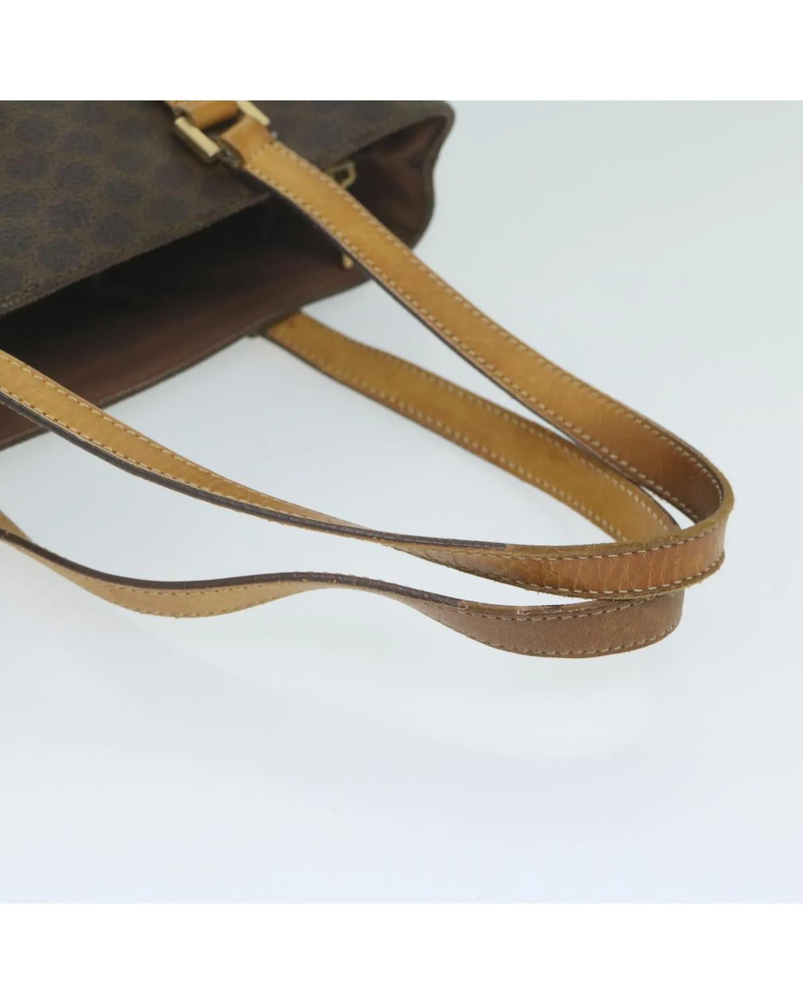 Brown Canvas Shoulder Bag with Shoulder Drop