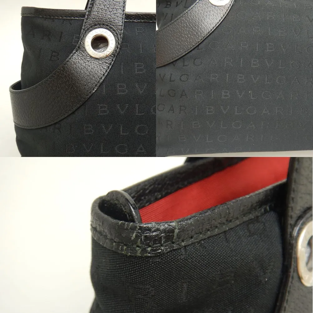 Bvlgari Canvas Leather Tote Bag Black