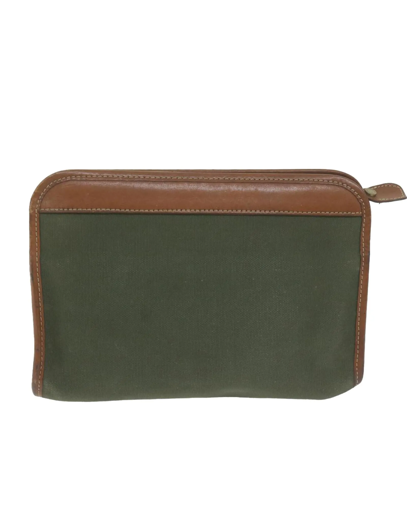 Canvas Khaki Clutch Bag with Rubbing and Scratches