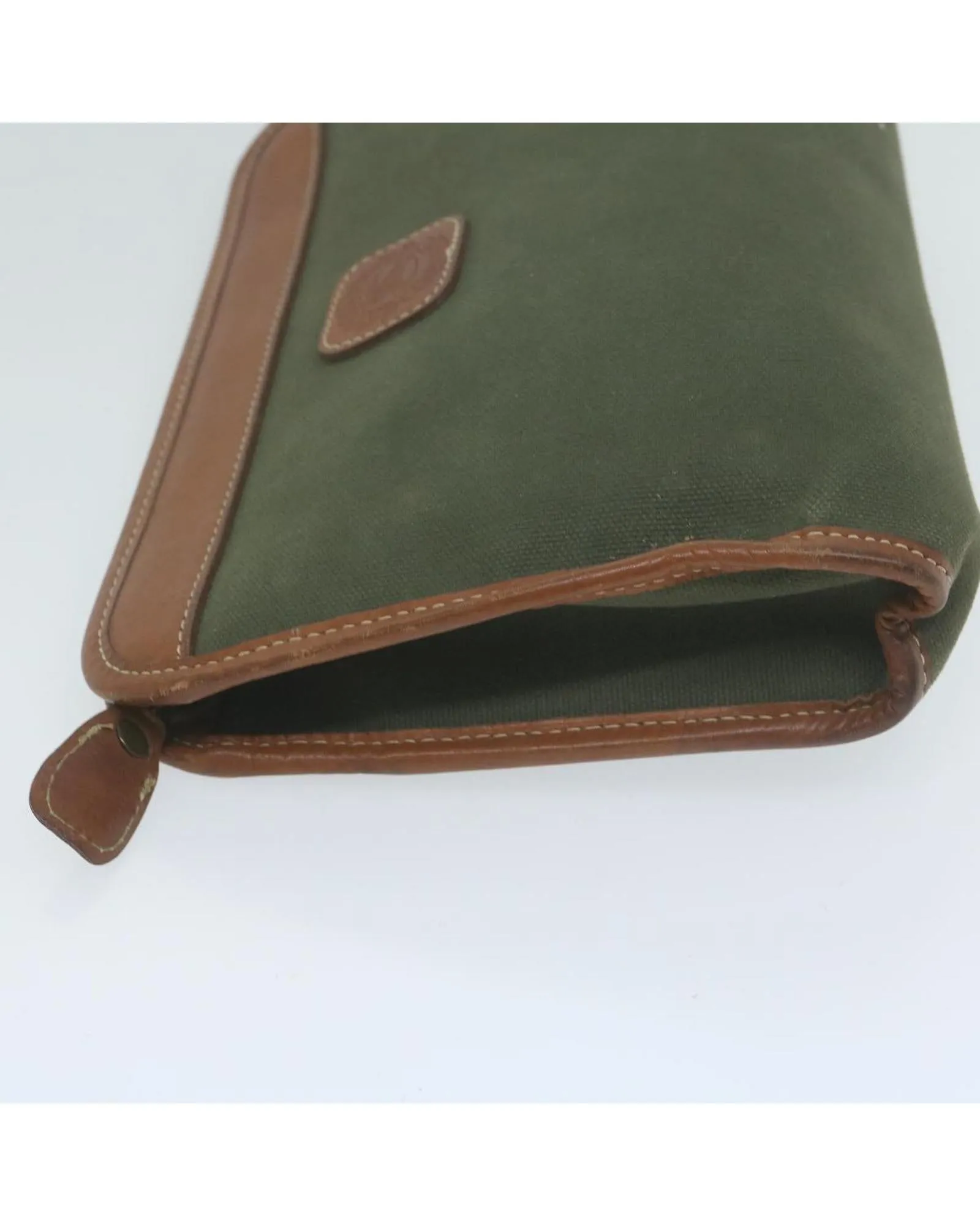 Canvas Khaki Clutch Bag with Rubbing and Scratches