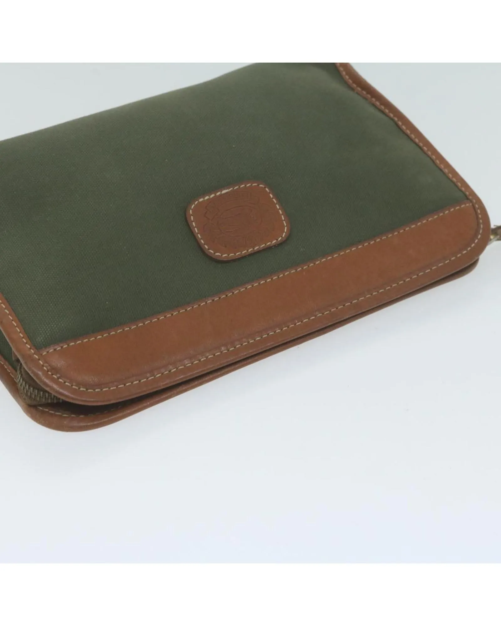 Canvas Khaki Clutch Bag with Rubbing and Scratches