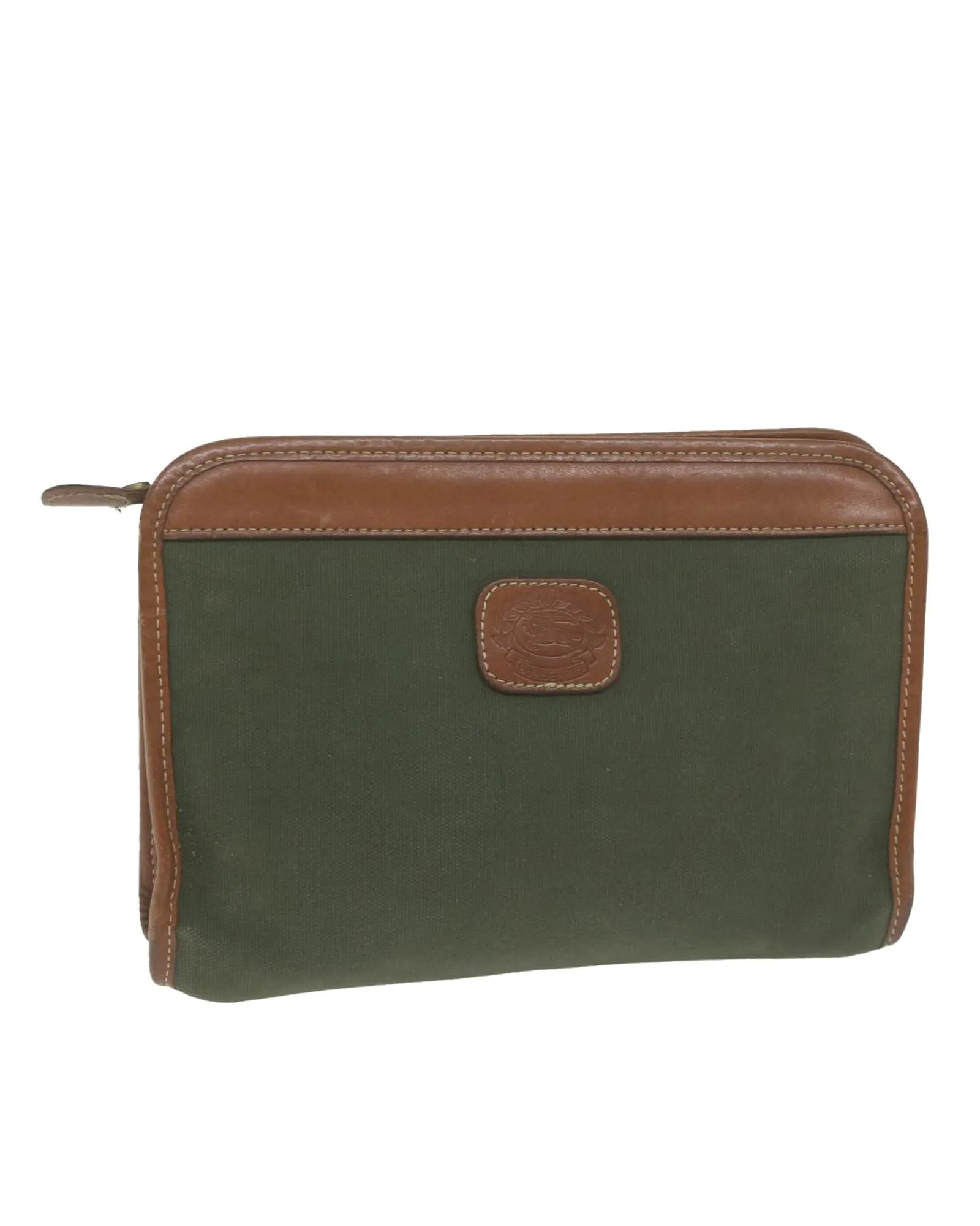 Canvas Khaki Clutch Bag with Rubbing and Scratches