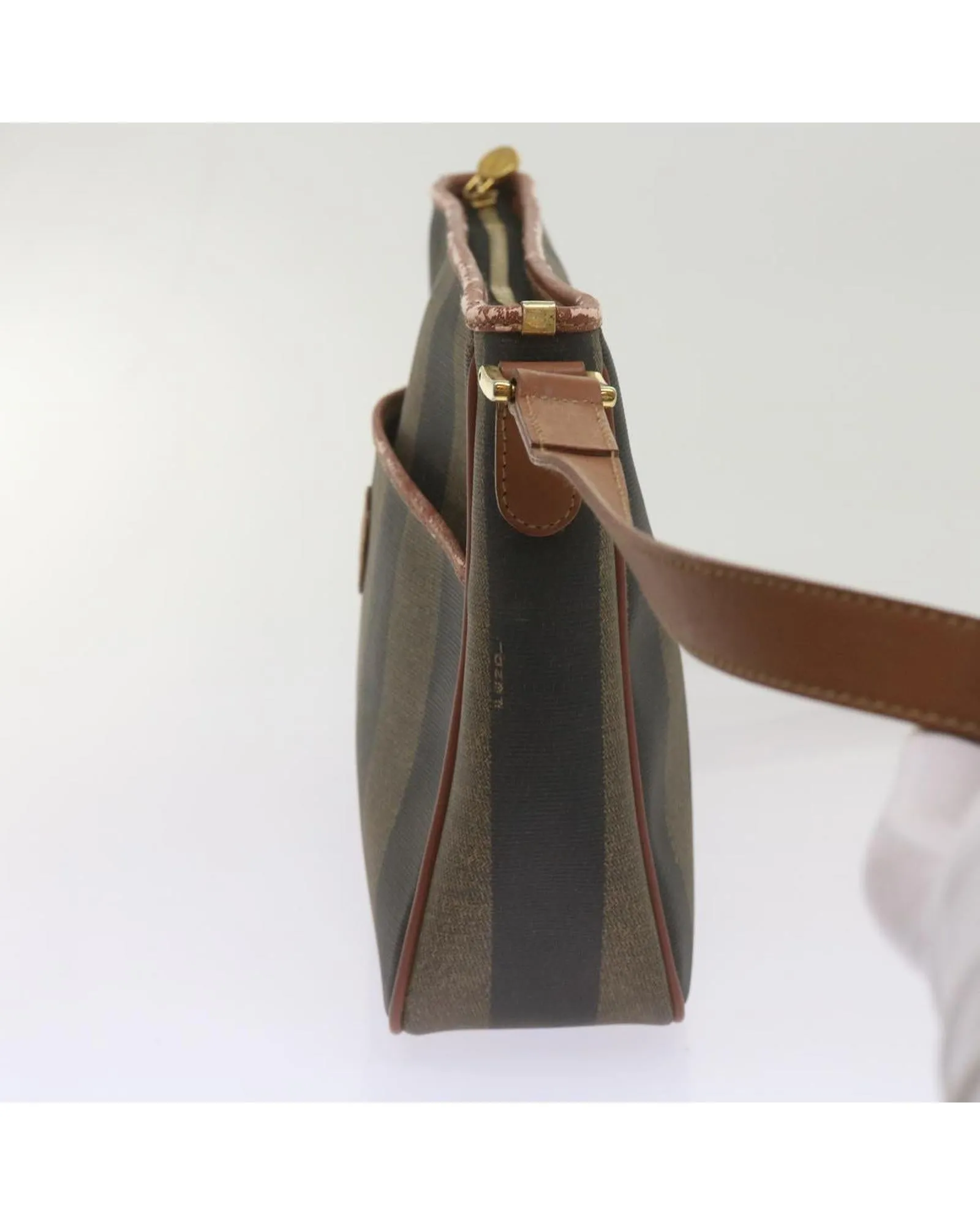 Canvas Shoulder Bag with Adjustable Strap in Brown and Black