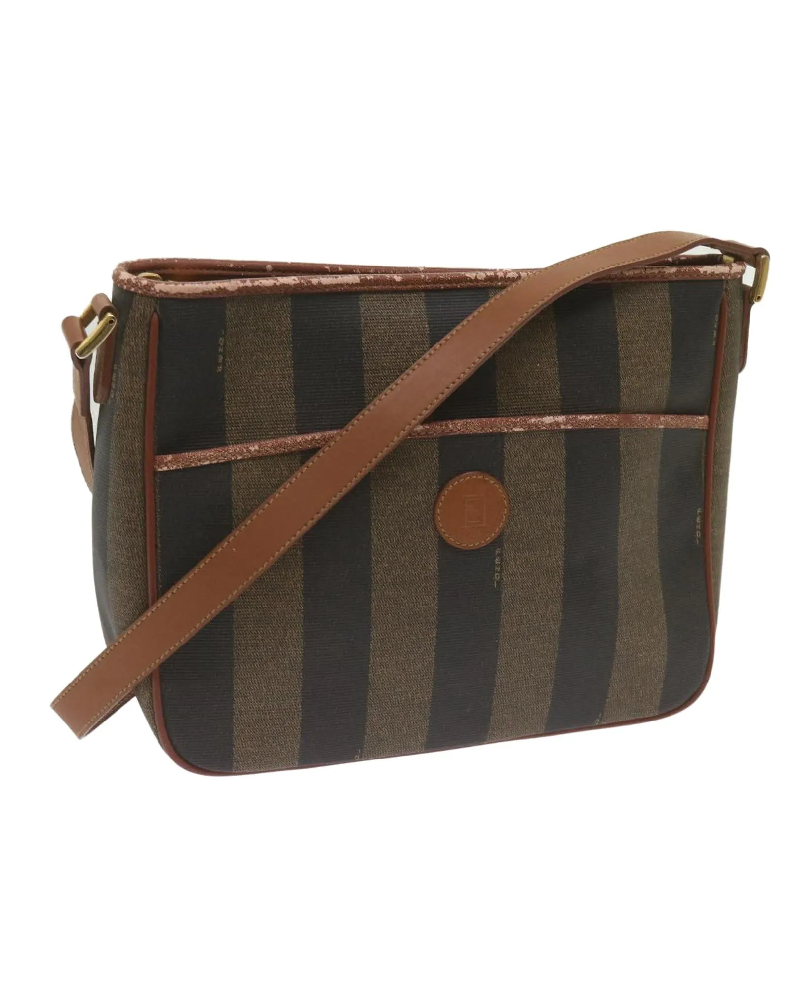 Canvas Shoulder Bag with Adjustable Strap in Brown and Black