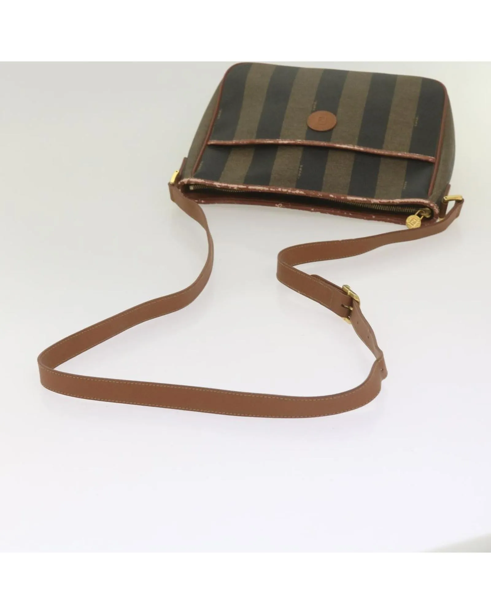 Canvas Shoulder Bag with Adjustable Strap in Brown and Black