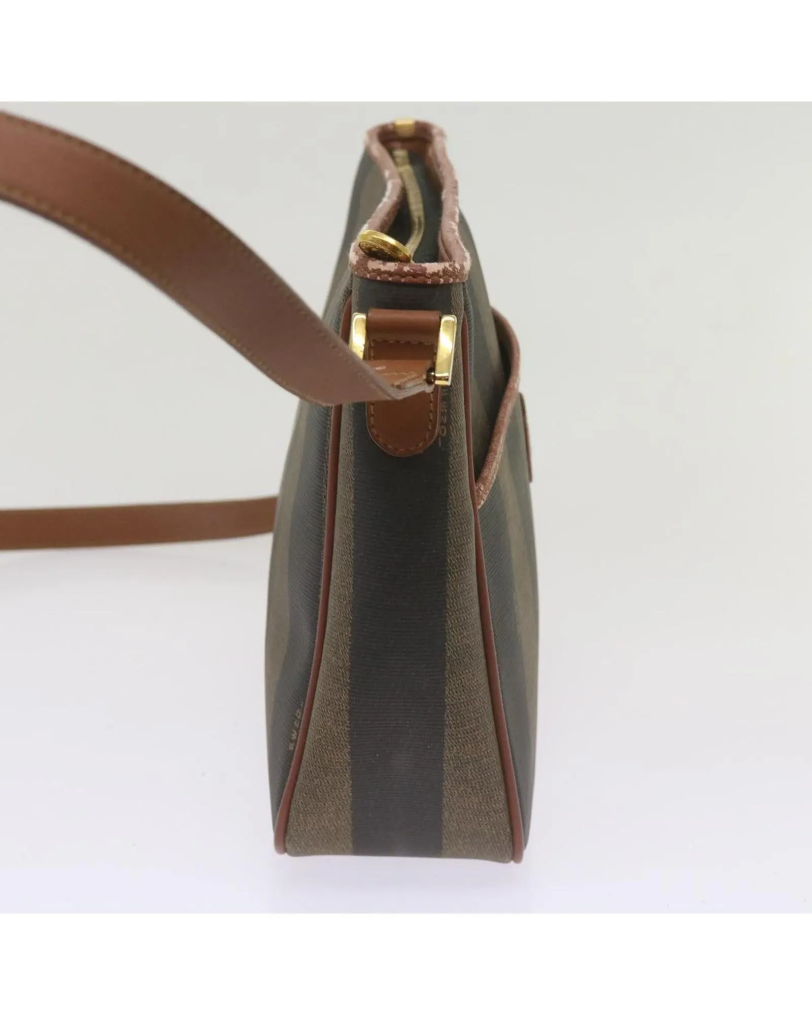 Canvas Shoulder Bag with Adjustable Strap in Brown and Black