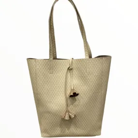 Carouzou vanilla quilted leather shopping bag