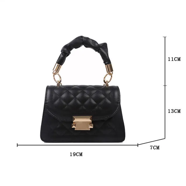 Chain Diamond Plaid Pu Handbag Crossbody Bag