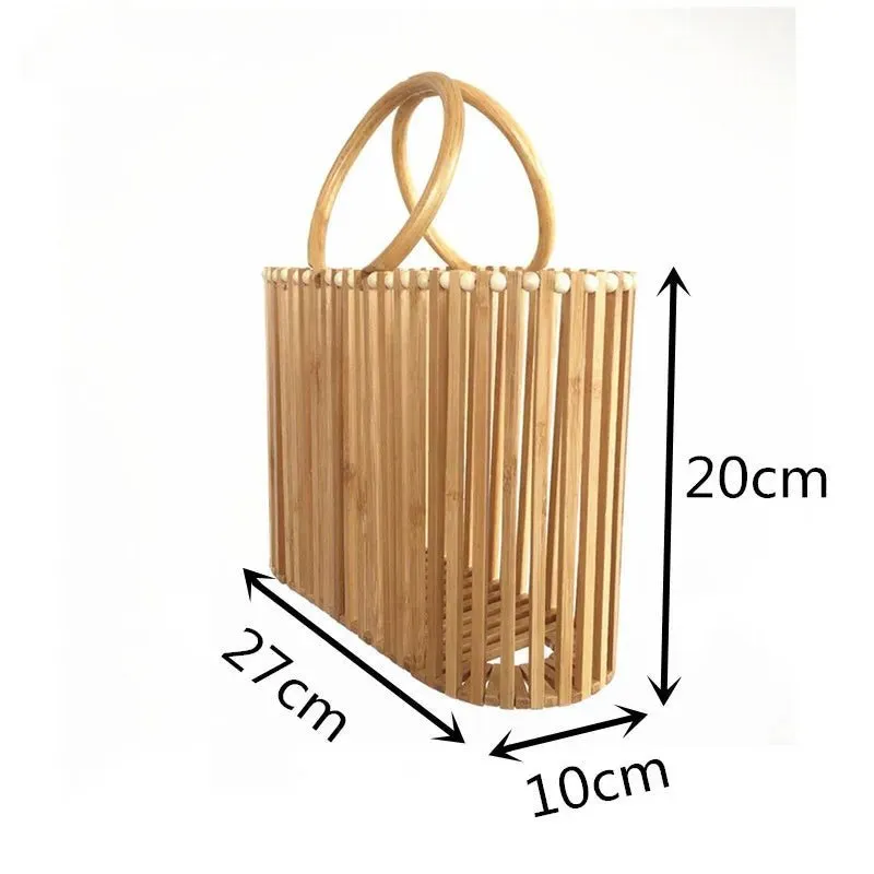 Chic Bamboo Handbag - Eco-Friendly Summer Beach Bag