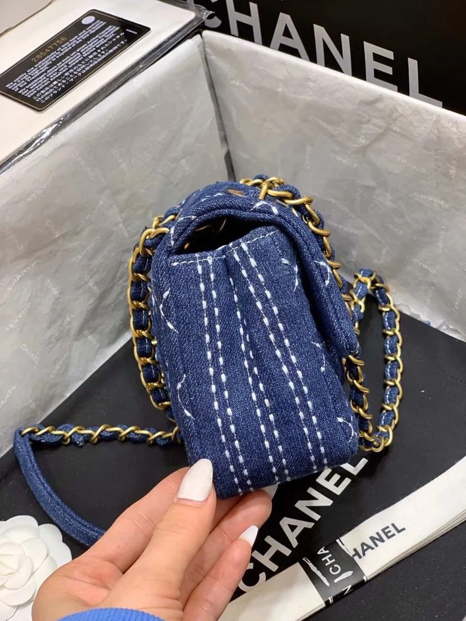 CHL Flap Bag Denim Blue For Women, Women&#8217;s Handbags, Shoulder And Crossbody Bags 10.2in/26cm AS1328 B01897 N5398