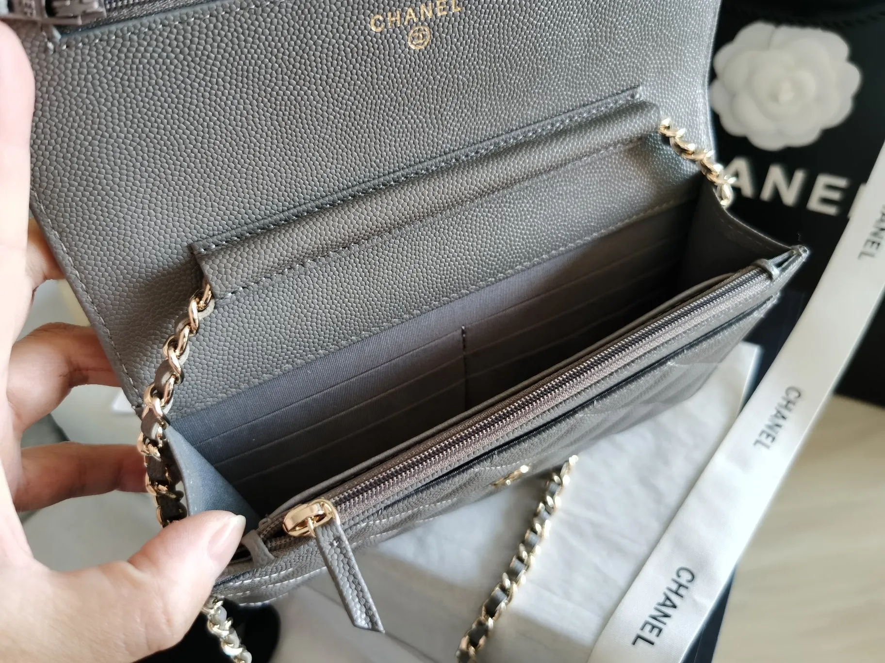 CHLMini Flap Bag Grey For Women 7.2in/18.5cm