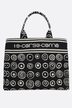 circles jacquard fabric tote bag