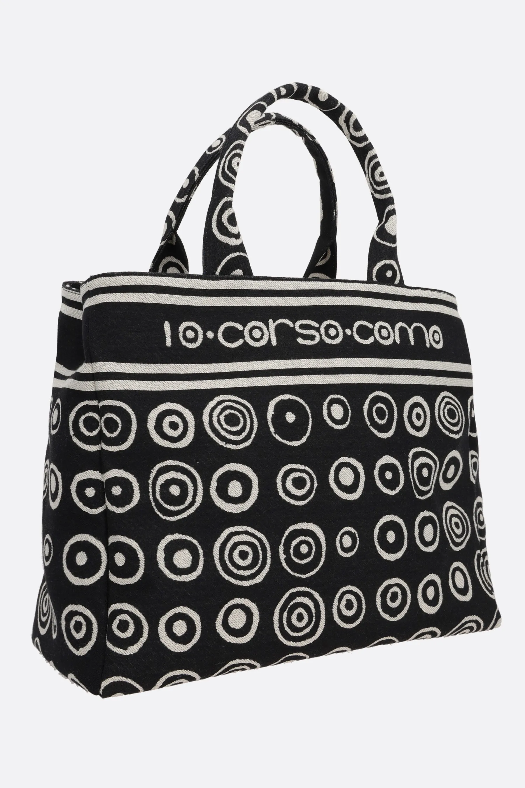 circles jacquard fabric tote bag