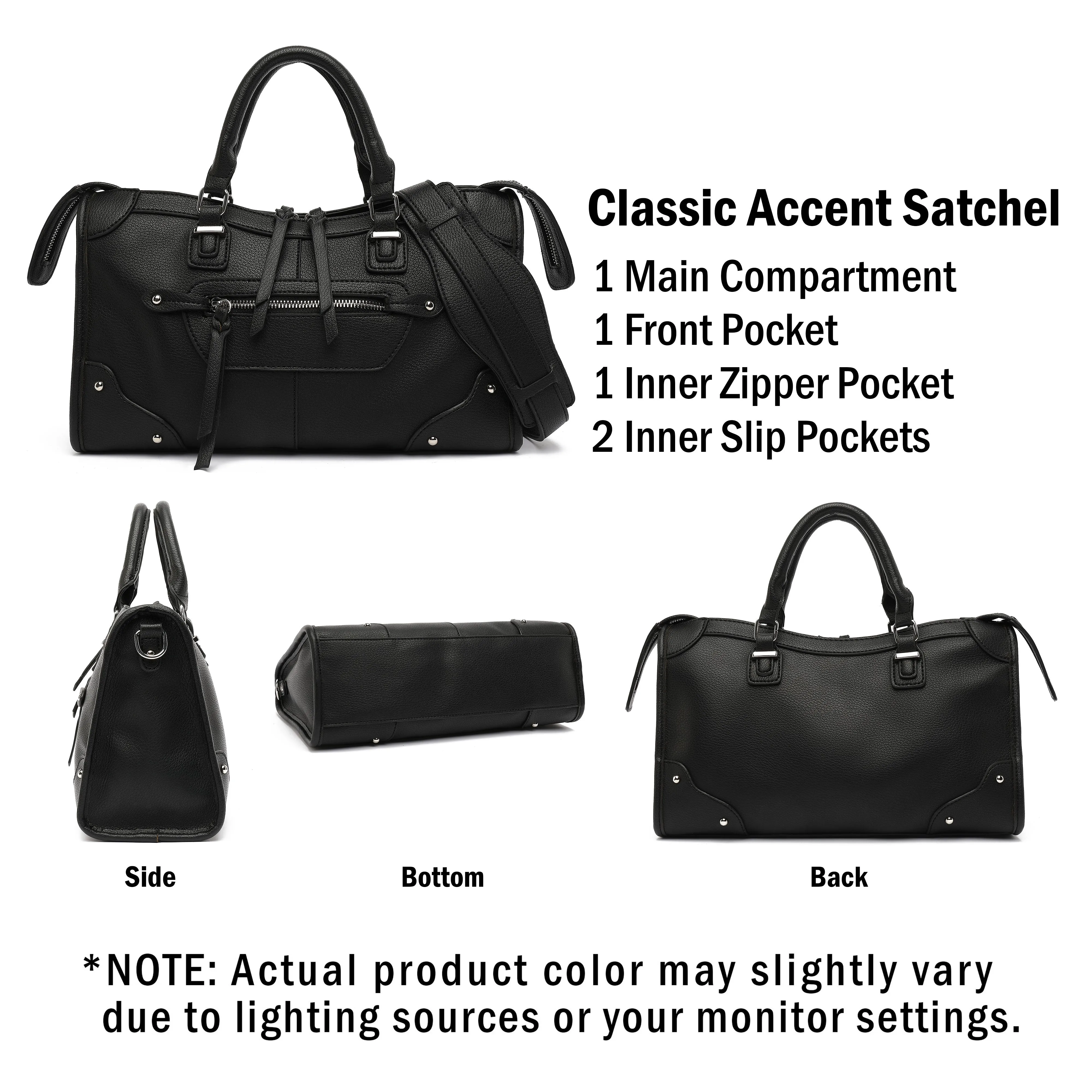 Classic Accent Studded Satchel H2073