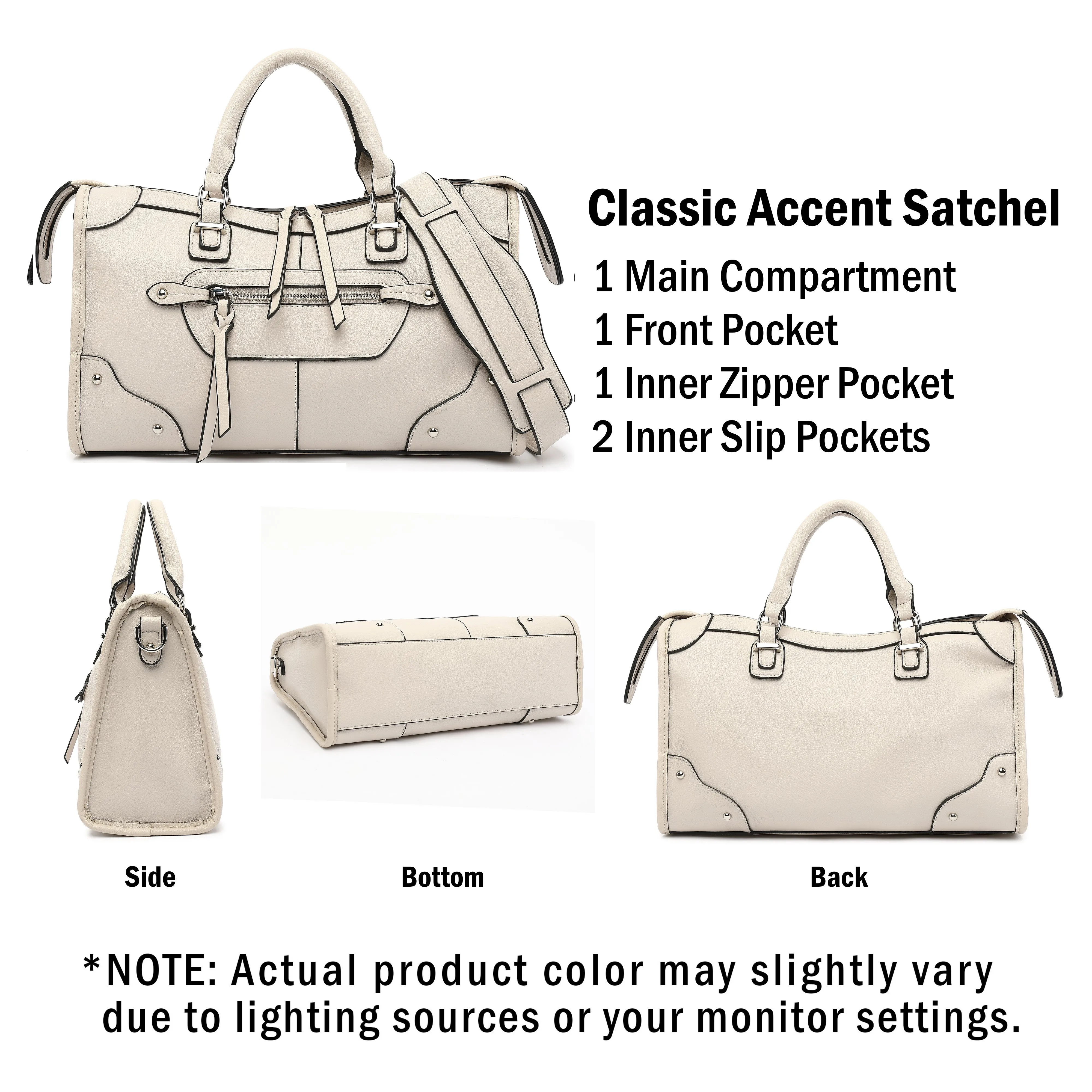 Classic Accent Studded Satchel H2073