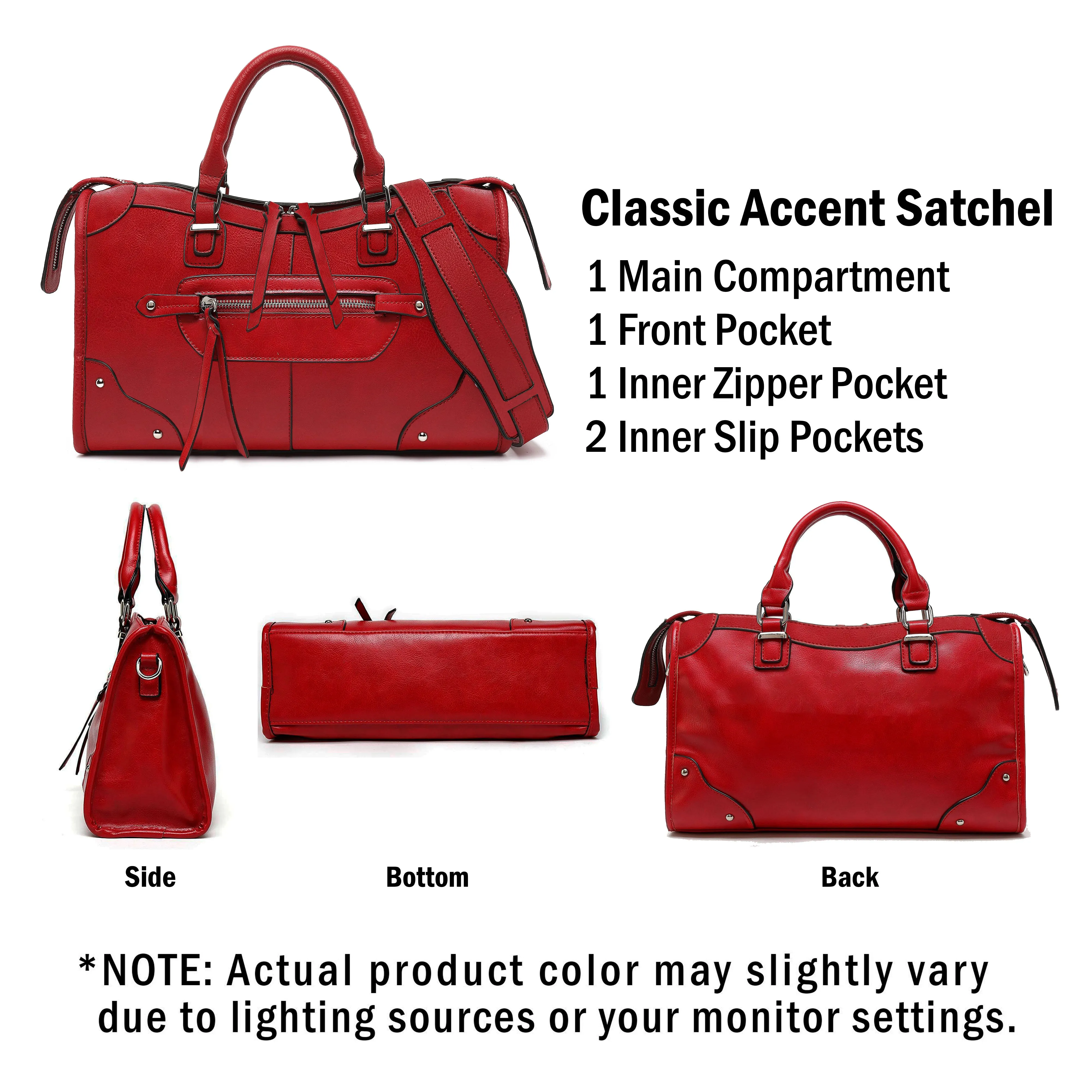 Classic Accent Studded Satchel H2073