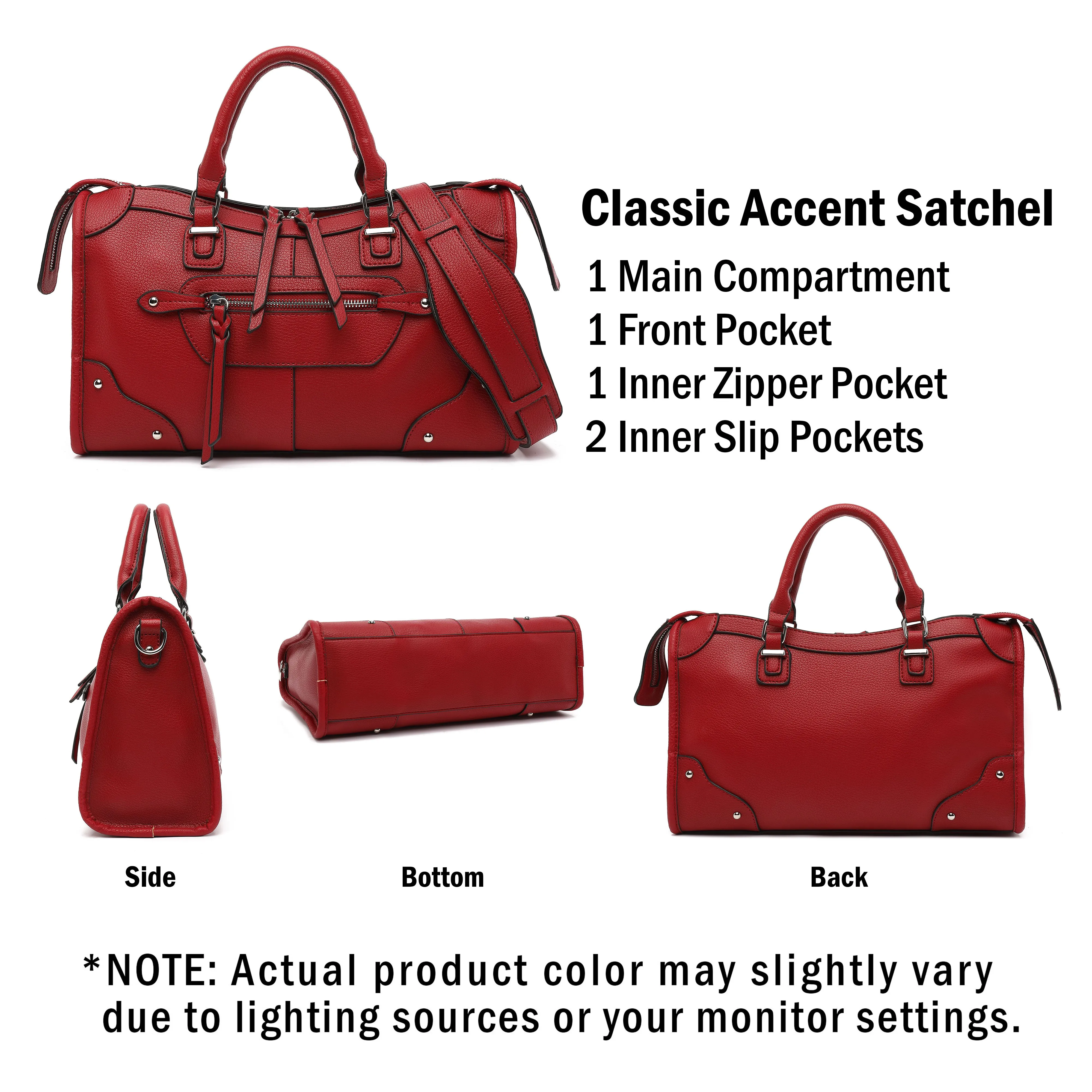 Classic Accent Studded Satchel H2073