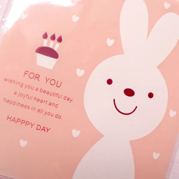 CLEARANCE Kawaii Rabbit Bunny Gift Bags (20 pcs / Baby Pink) Self Adhesive Resealable Clear Plastic Bag Gift Wrapping Packaging (9.9cm x 10.9cm) GB107