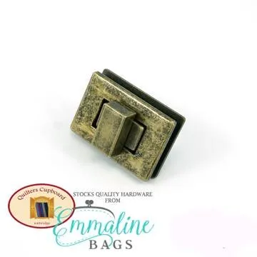 Clearance - Rectangular Bag Lock - Antique Brass