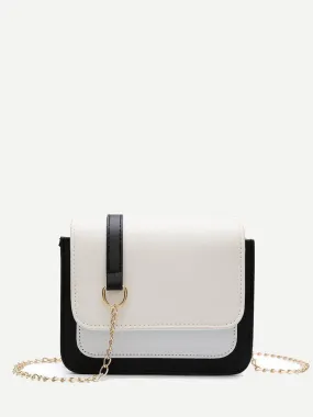 Color Block Flap Chain Bag