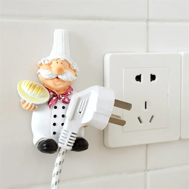 Cook Strong Self-Adhesive Wall Storage Hook Hanger Cartoon Kitchen Outlet Plug Holder Keys Bathroom Sticky Towel Organizer