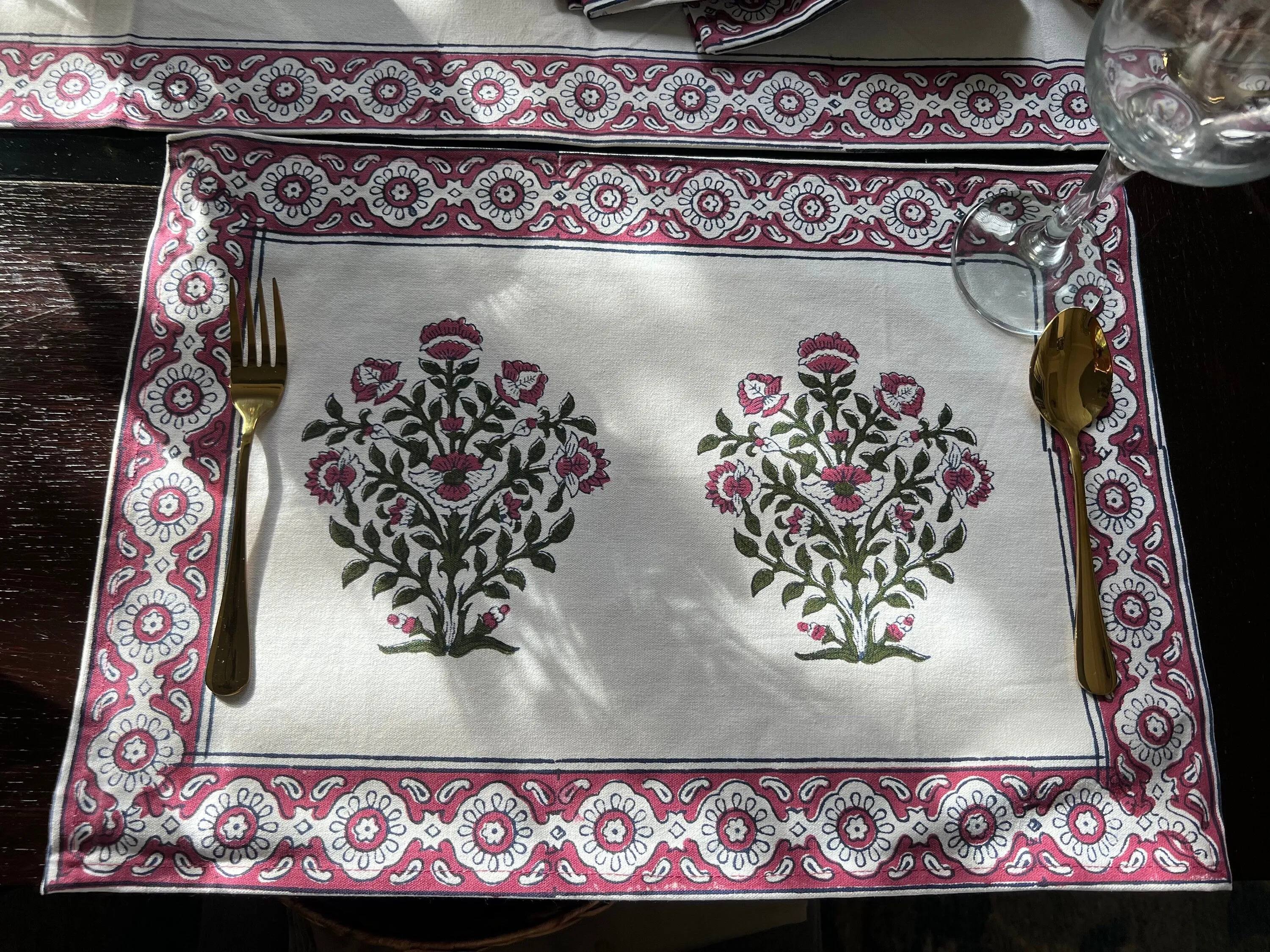 Cotton table runner with placemat, Dining table decor, Cotton napkins, Home decor, Table linen, Housewarming gift,