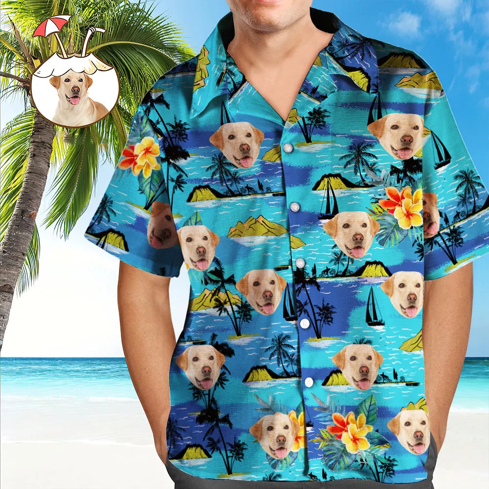 Custom Dog Face Hawaiian Shirt Custom Tropical Shirts Men's All Over Print Hawaiian Shirt