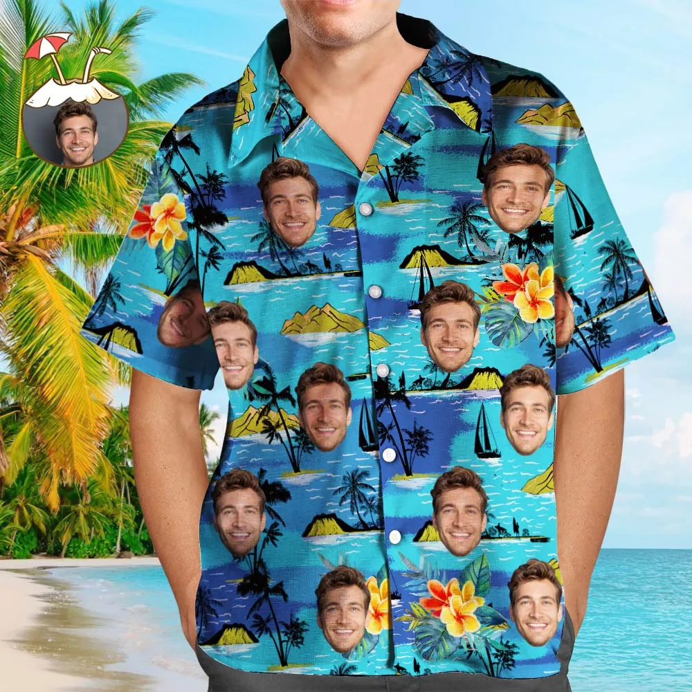 Custom Dog Face Hawaiian Shirt Custom Tropical Shirts Men's All Over Print Hawaiian Shirt