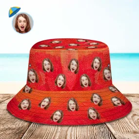 Custom Face Bucket Hat Unisex Personalised Wide Brim Outdoor Summer Hats Red Oil Painting Style