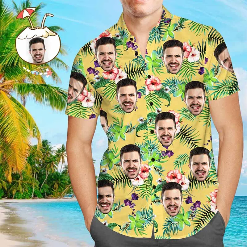 Custom Hawaiian Shirt with Dog Face Custom Tropical Shirt Personalised Hawaiian Shirt