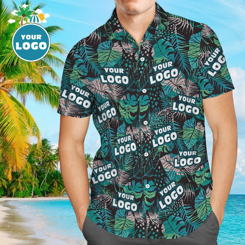 Custom Hawaiian Shirt with Face Large Leaves Short Sleeve Shirt for Men