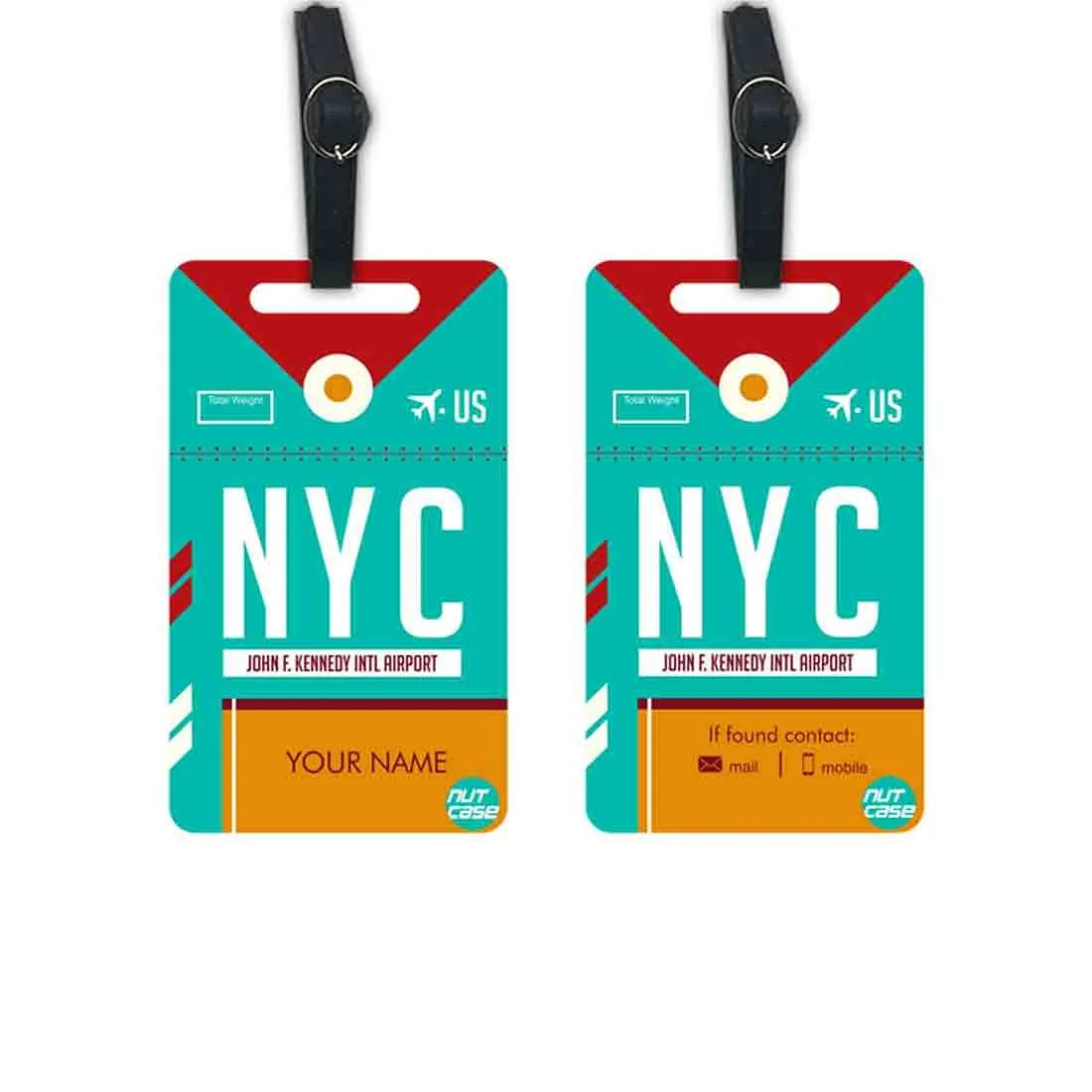 Custom Made Bag Tags with Add Name Set of 2 - NYC