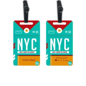 Custom Made Bag Tags with Add Name Set of 2 - NYC