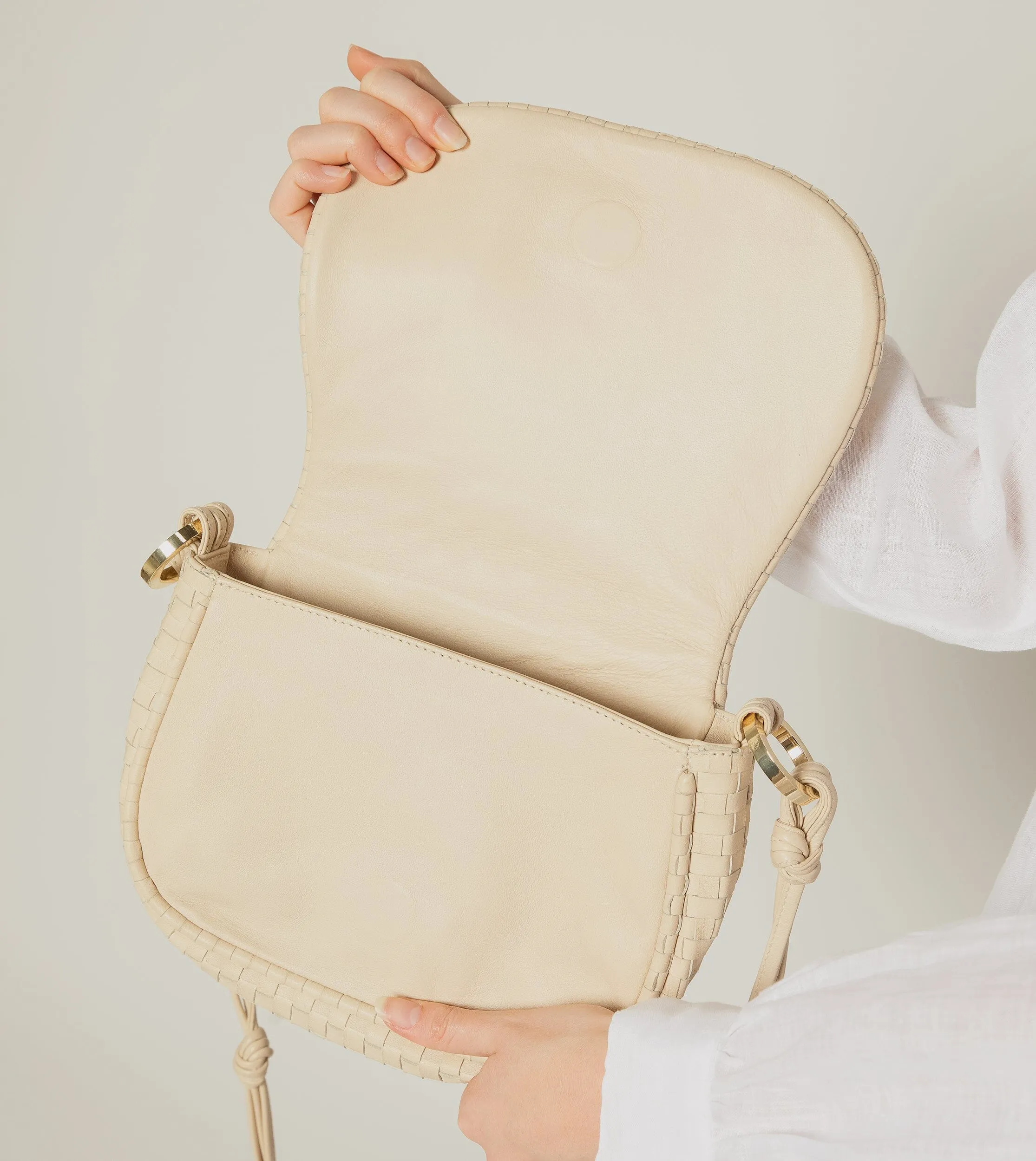 Delphine Woven Saddle Bag | Ivory