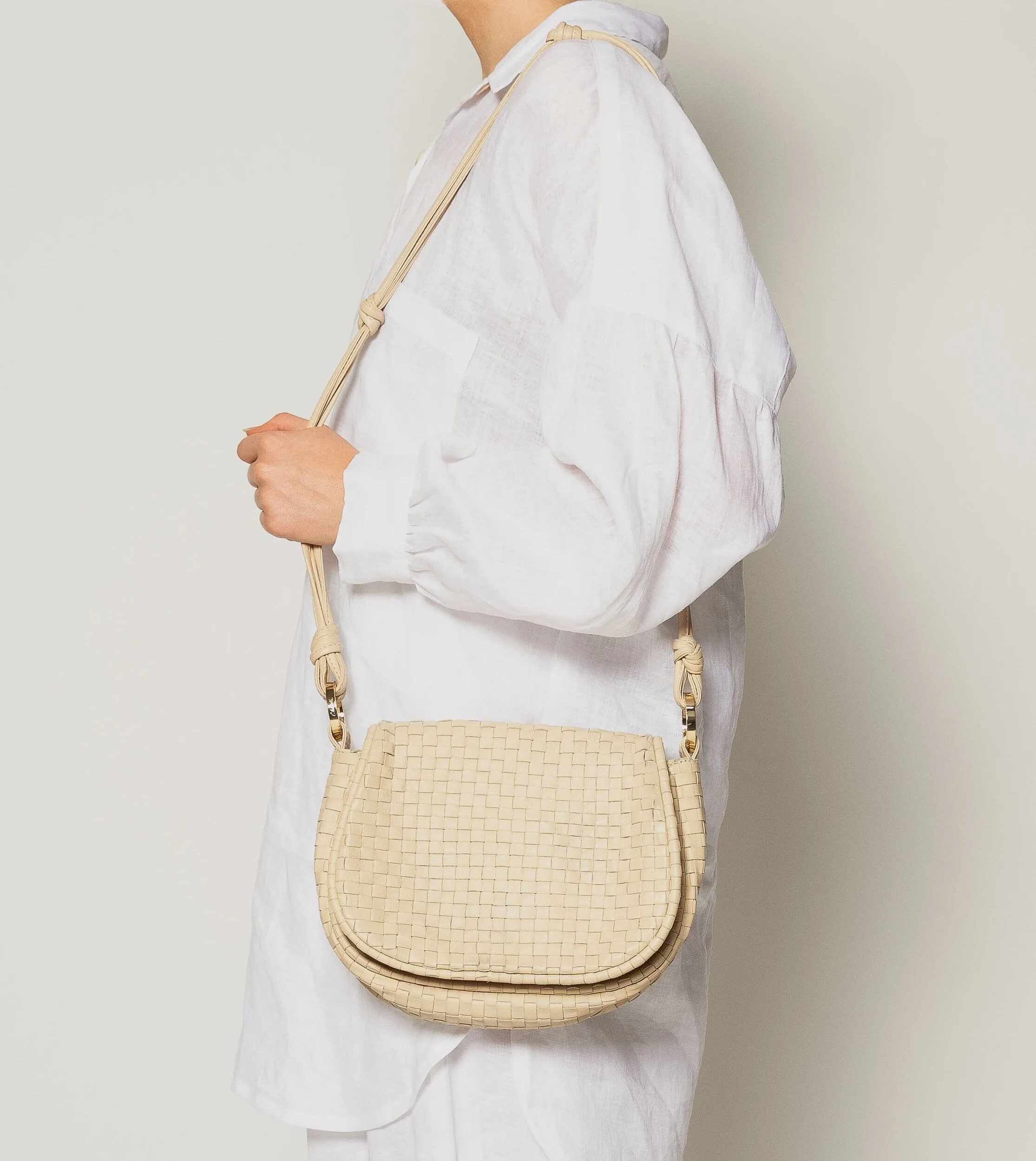 Delphine Woven Saddle Bag | Ivory