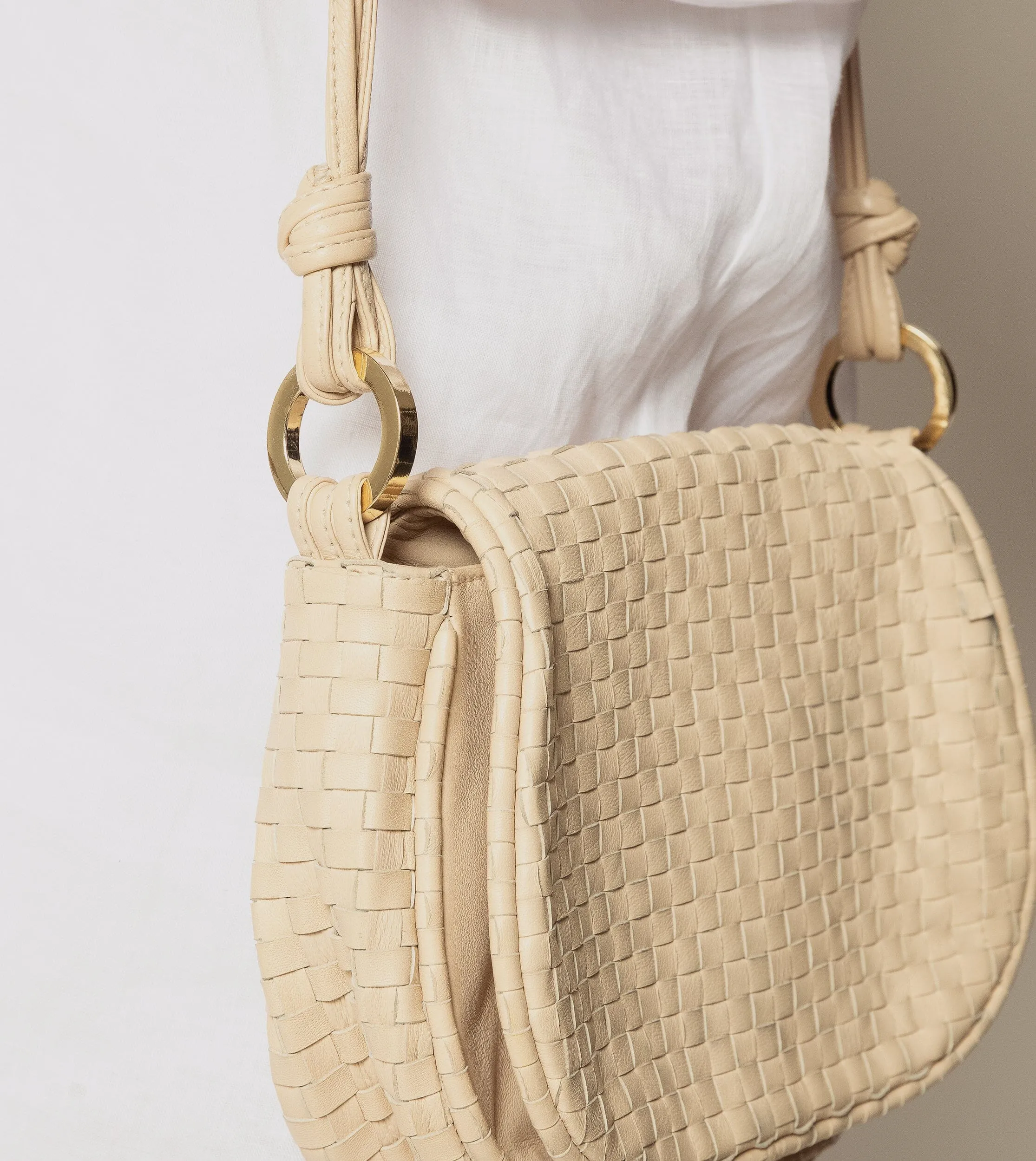 Delphine Woven Saddle Bag | Ivory