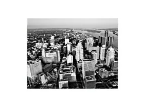 Detroit Aerial Skyline Black and White Luster or Canvas Print $35 - $430