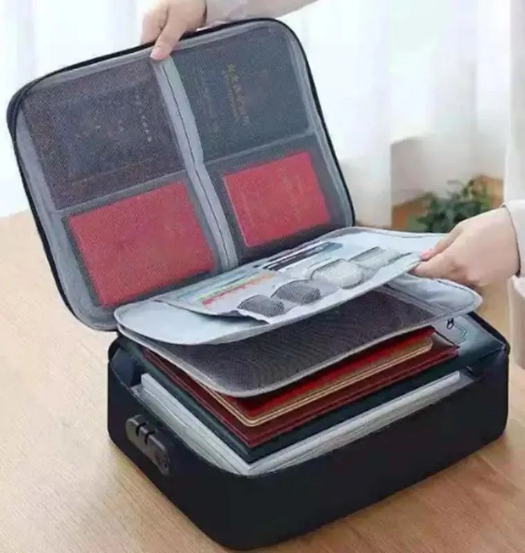 Document Organizer Briefcase 3Layer Folder Holder Travel Trolley Storage Id Bag Cover Purse Passport Home Safe File Storage Case