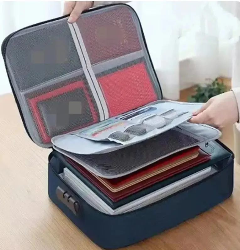 Document Organizer Briefcase 3Layer Folder Holder Travel Trolley Storage Id Bag Cover Purse Passport Home Safe File Storage Case