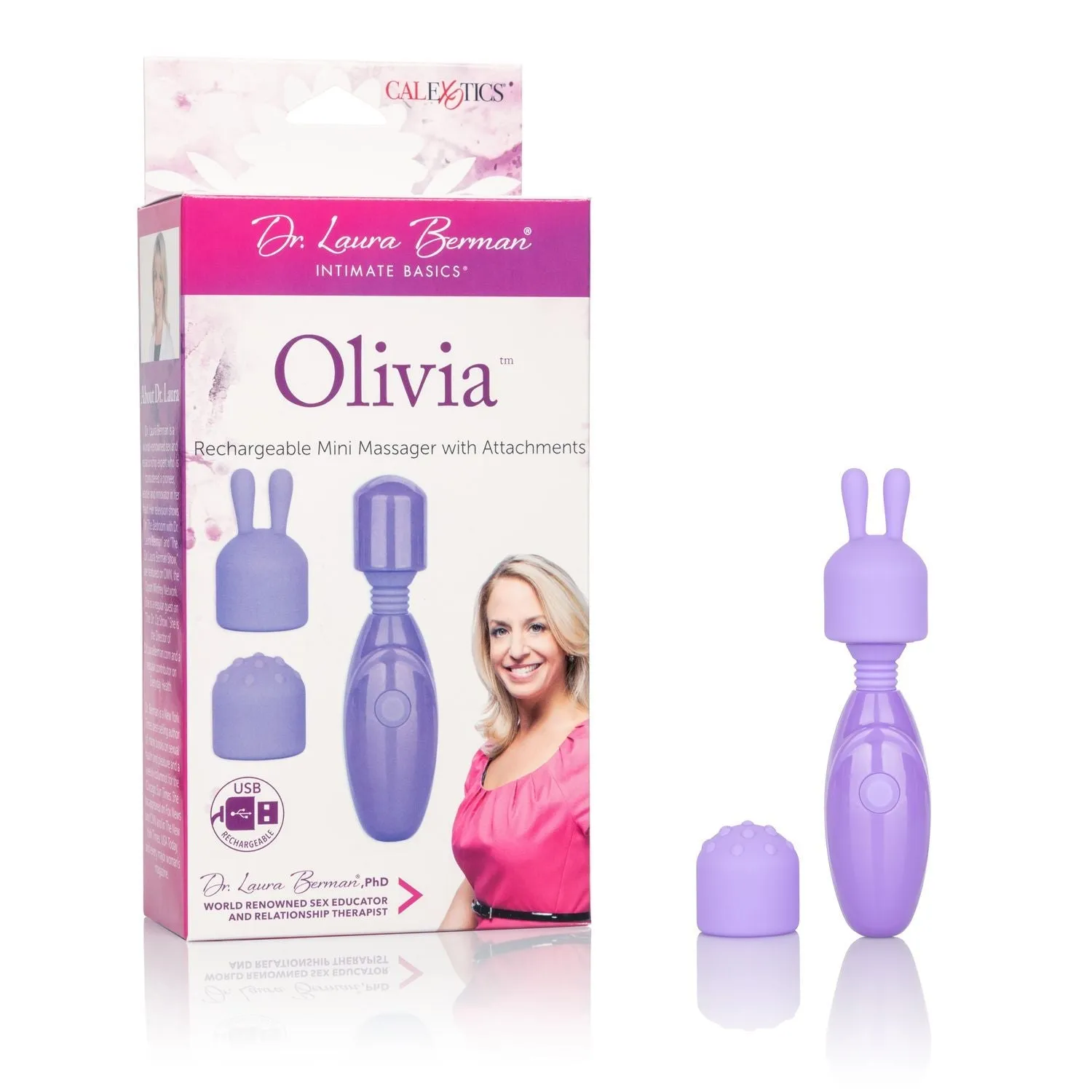 Dr Laura Berman Olivia Rechargeable Mini Massager W- Attachments