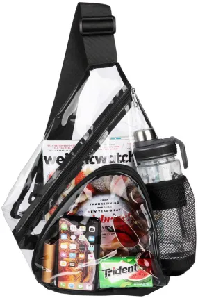 Durable Sling Black Bag Clear Backpack with Adjustable Strap