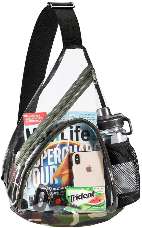 Durable Sling Camouflage Bag Clear Backpack with Adjustable Strap