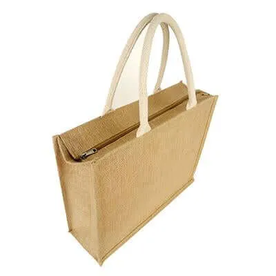 Eco Friendly Jute Tote Bag with Zip