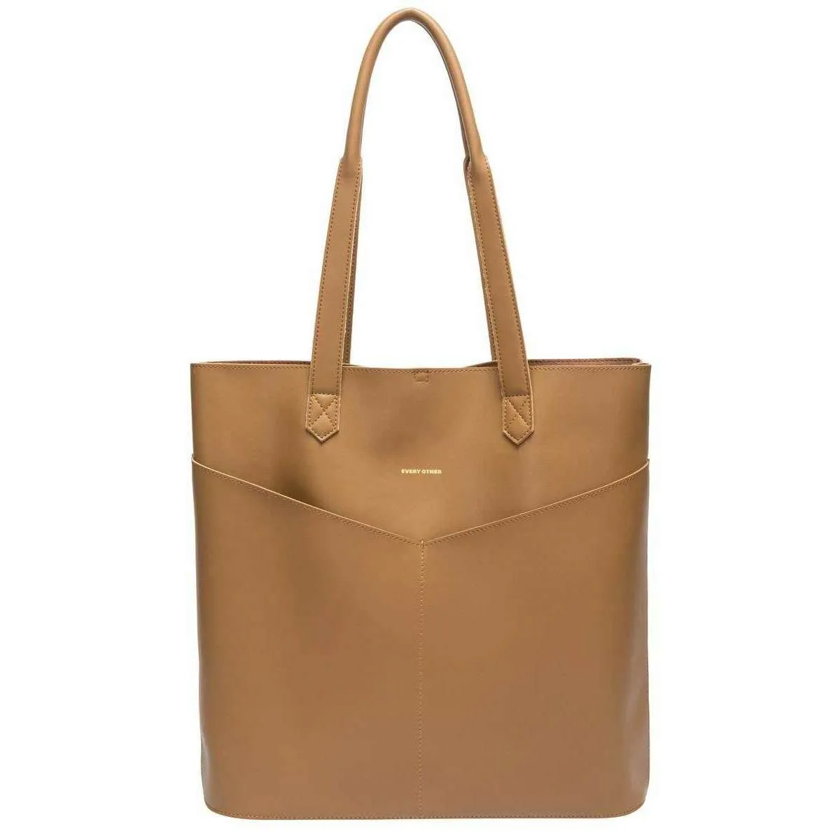 Every Other V Twin Pocket Tote Bag - Tan