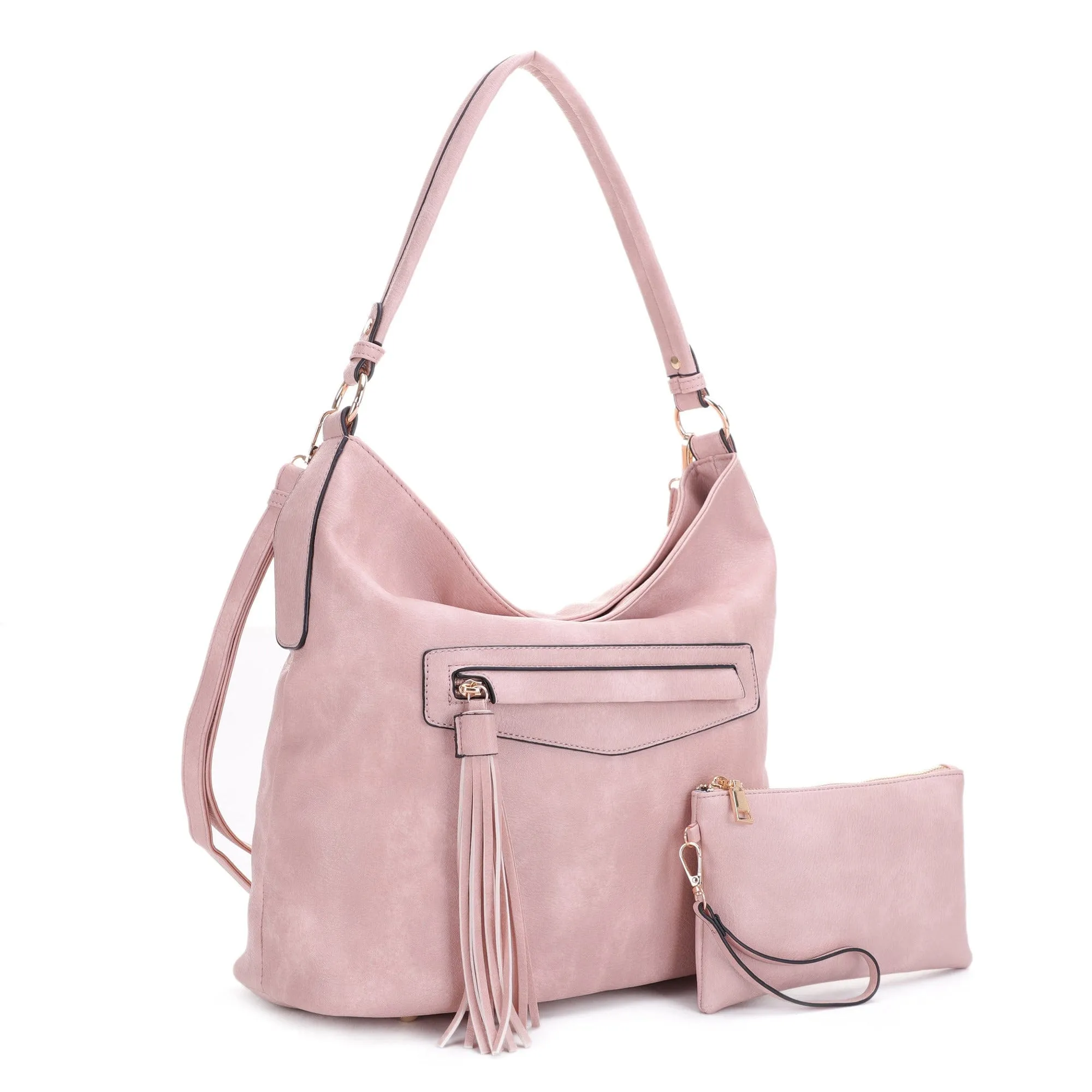 FC20495 Eliza Front Tassel Pocket 2 in 1 Hobo Shoulder Bag Set