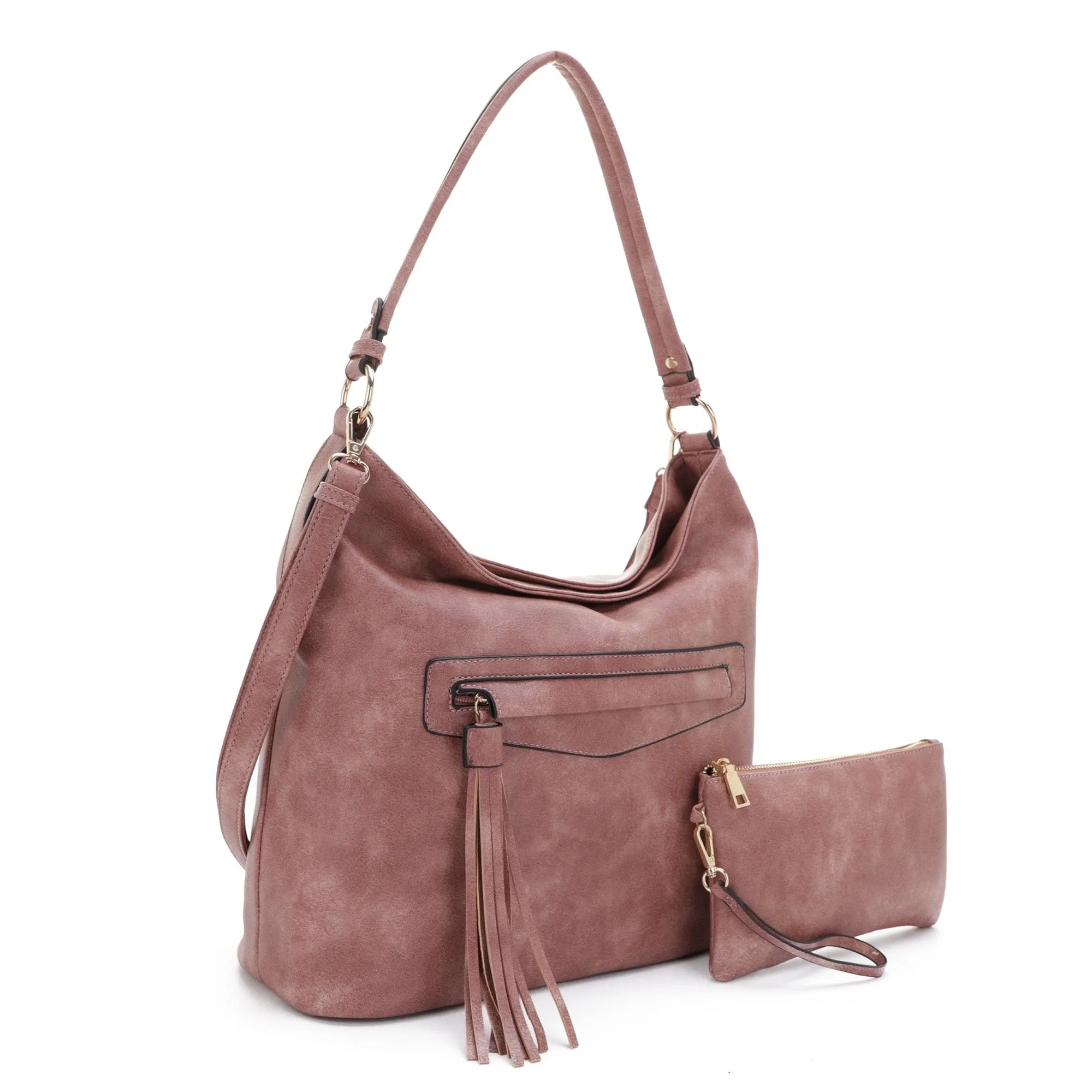 FC20495 Eliza Front Tassel Pocket 2 in 1 Hobo Shoulder Bag Set